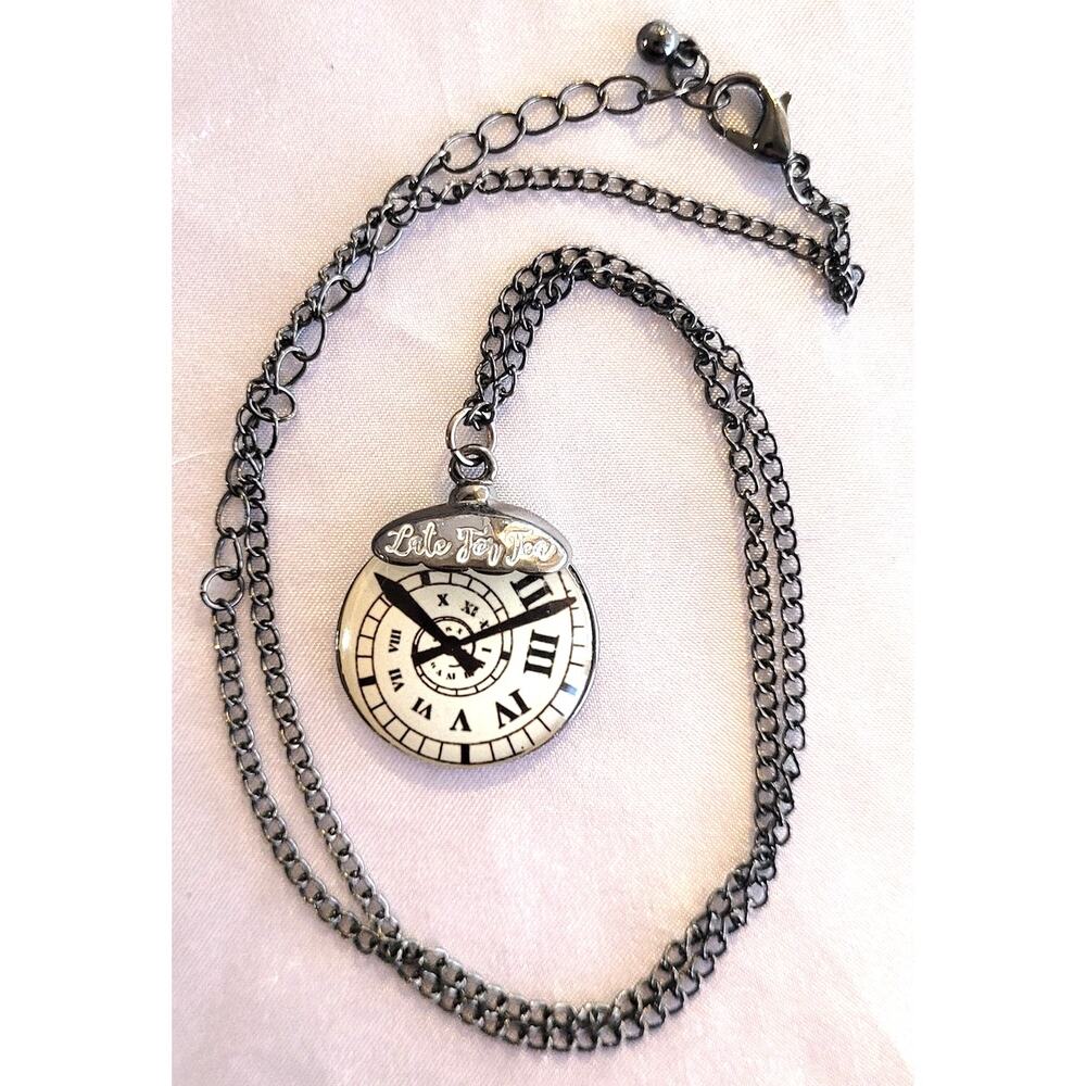 Disney Alice in Wonderland Late For Tea Pocket Watch Pendant Necklace